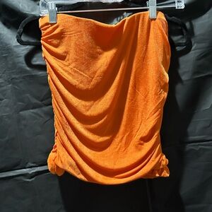 Orange Ruched Crop Top